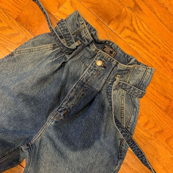 High rise Paper bag Abercrombie & Fitch pleated Jean Trouser 2/26 - Picture 9 of 9